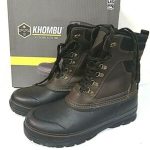 Khombu Men's Black and Brown Snow Boots